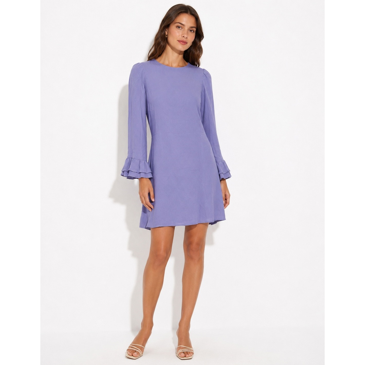 Reformation Dusty Purple Long Sleeve Ruffle Cuff Mini Dress Size 6